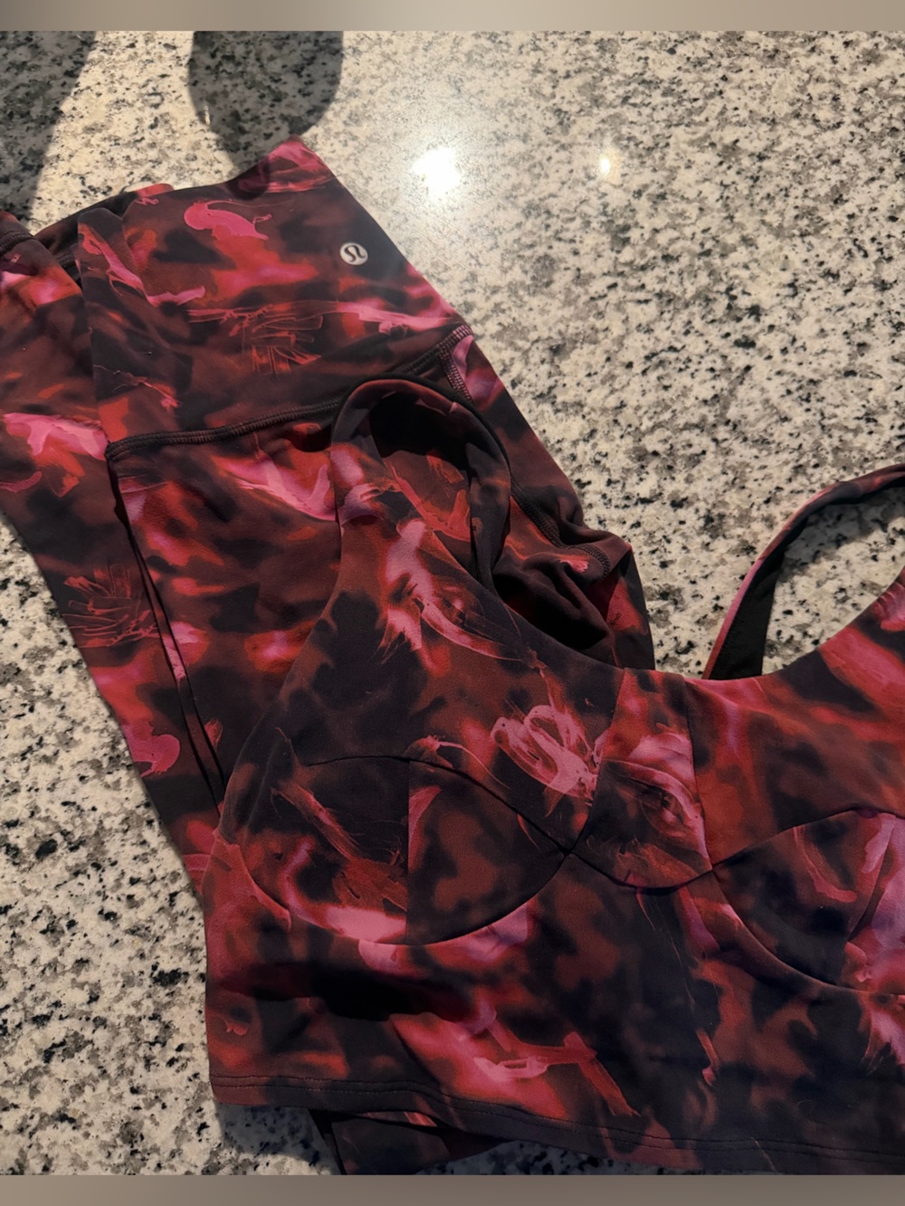 lululemon athletica Red and Pink Abstract Active Top